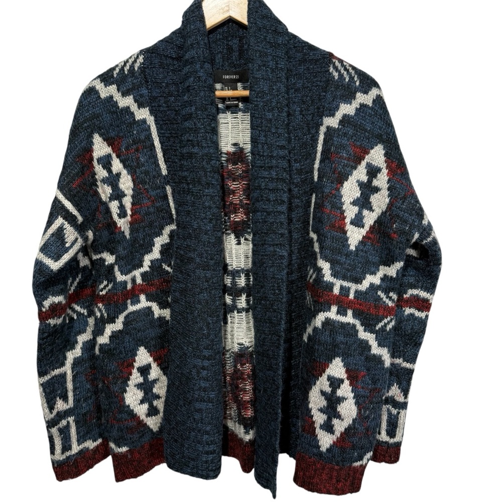Forever 21 western Aztec heavy weight open front sweater cardigan small